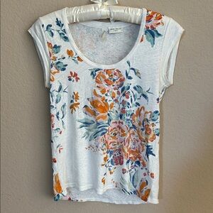 Anthropologie Meadow Rue linen blend floral top